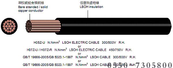 WD-BV、H05Z-U、H07Z-U、HO7Z-R低烟无卤低腐电线